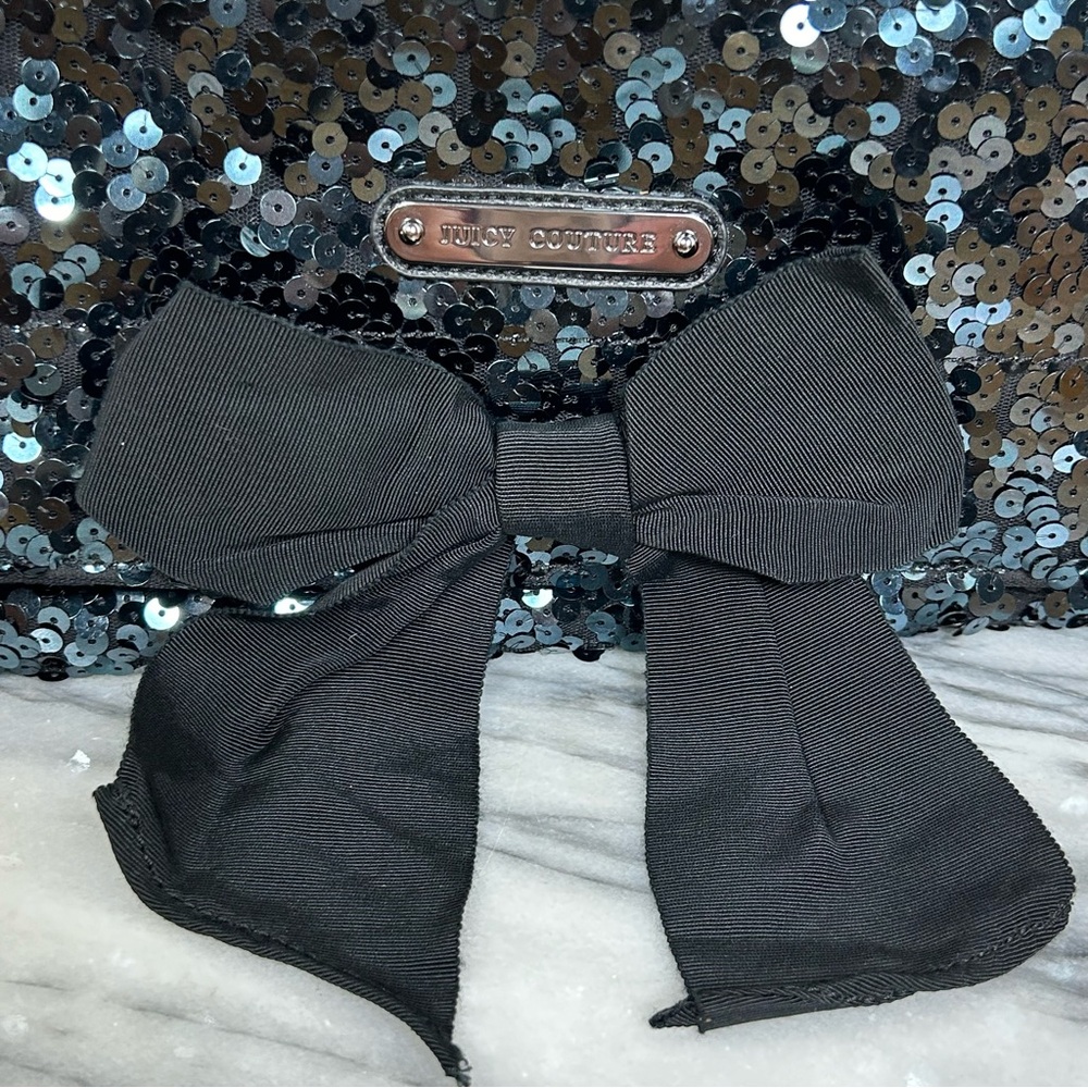 *SOLD*Juicy Couture | Sequined Faux Velvet Convertible Bowed Clutch - Picture 2 of 15